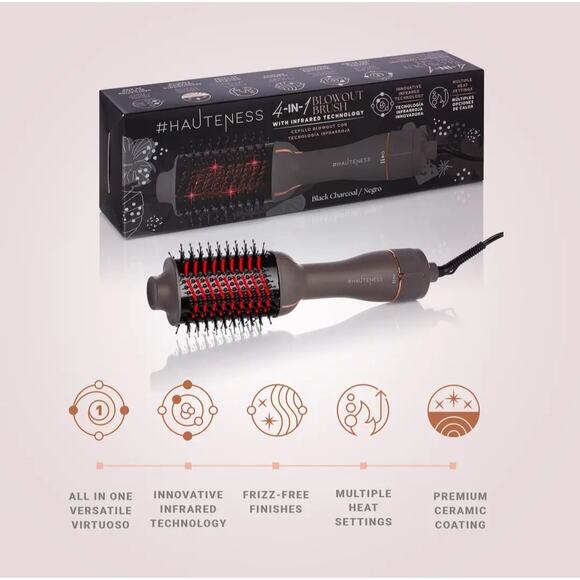 Hauteness 4 in One Blowout Brush with Infrared Technology 3 x2 inch Flat Barrel - Picture 3 of 7